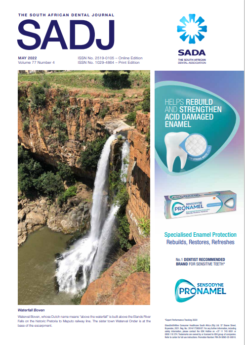 					View Vol. 77 No. 04 (2022): The South African Dental Journal 
				