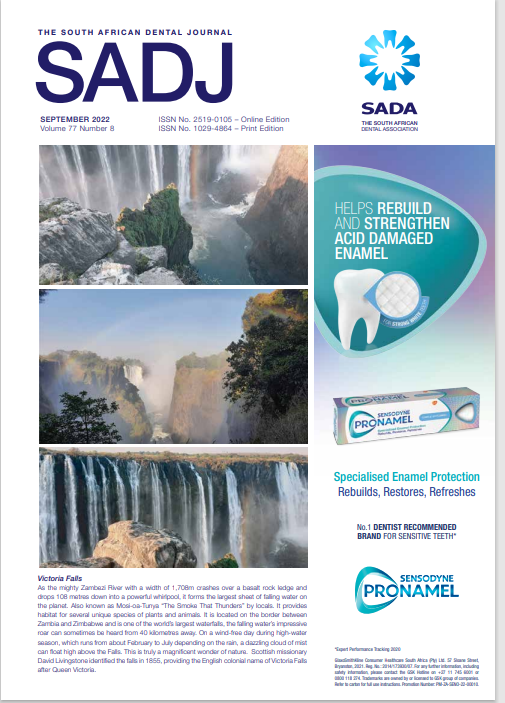 					View Vol. 77 No. 08 (2022): The South African Dental Journal 
				