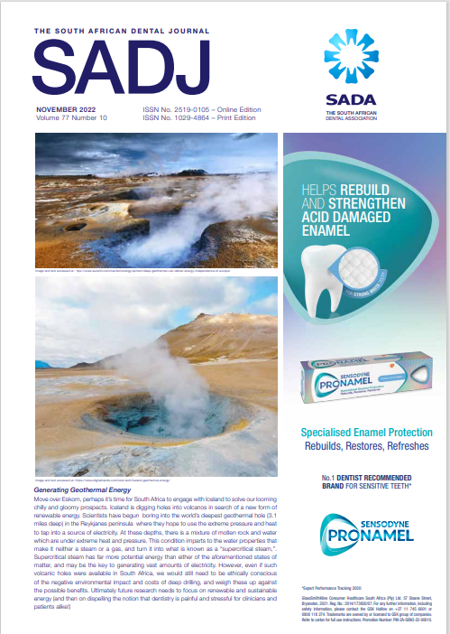 					View Vol. 77 No. 10 (2022): The South African Dental Journal 
				