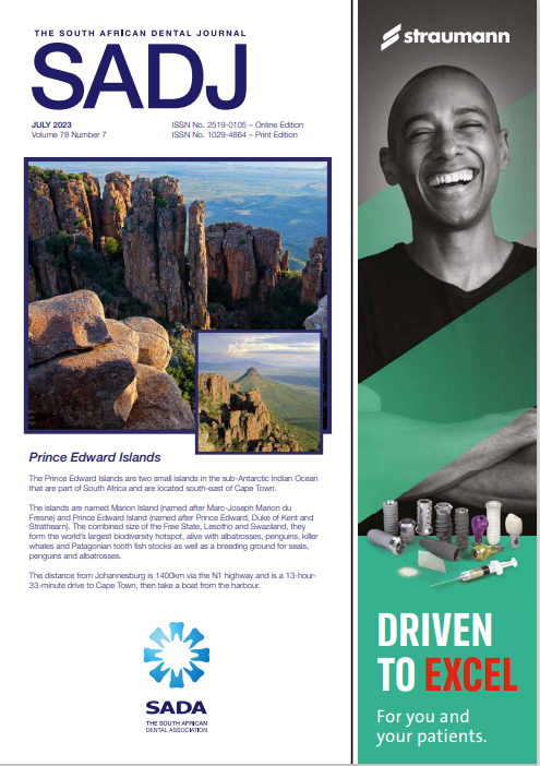 					View Vol. 78 No. 07 (2023): The South African Dental Journal
				