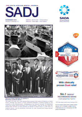 					View Vol. 75 No. 10 (2020): South African Dental Journal
				