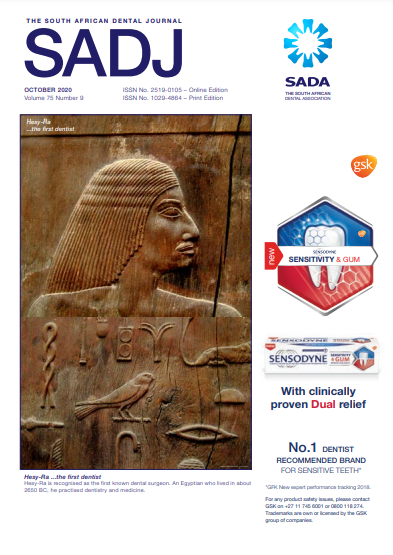 					View Vol. 75 No. 9 (2020): South African Dental Journal
				