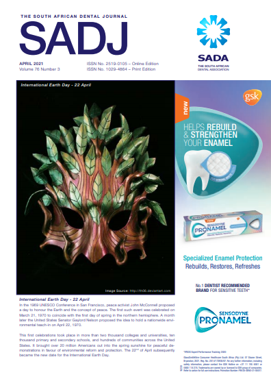 					View Vol. 76 No. 3 (2021): South African Dental Journal
				